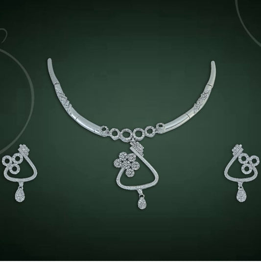 Sterling Silver 925 Luxury Necklace Set with Rhodium Plating